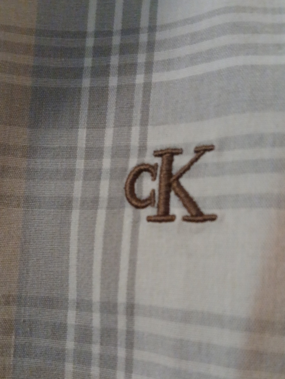 Calvin Klein Brown and Beige Plaid Long-Sleeve Button-Down Shirt - Picture 3 of 4
